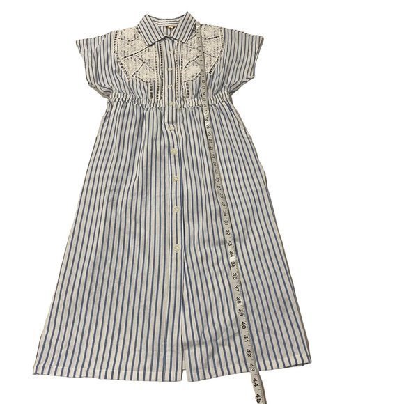 POL Polly Farms Blue White Striped Dress with Lattice Detail Size Small NWOT - Picture 8 of 9